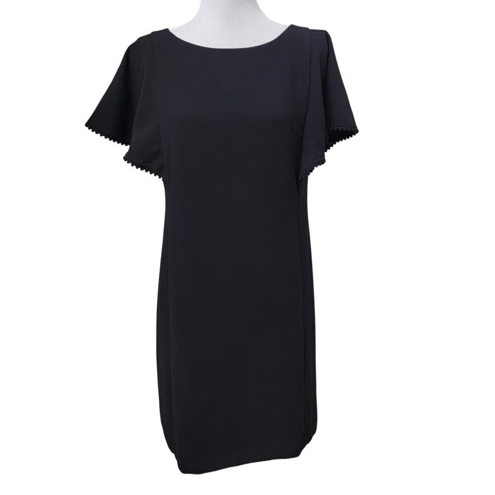 Loft Size 4 Black Flutter Sleeve Sheath Dress, Gently Used Condition - Picture 1 of 16